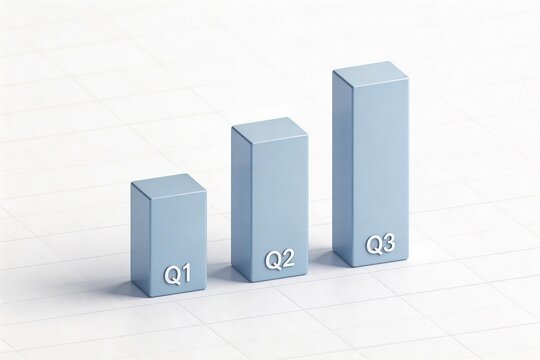 Blue bar chart showing Q1 Q2 Q3 growth