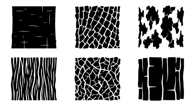 Abstract Organic Textures, Grunge Patterns, Natural Surface Backgrounds, Black and White Vector Elements