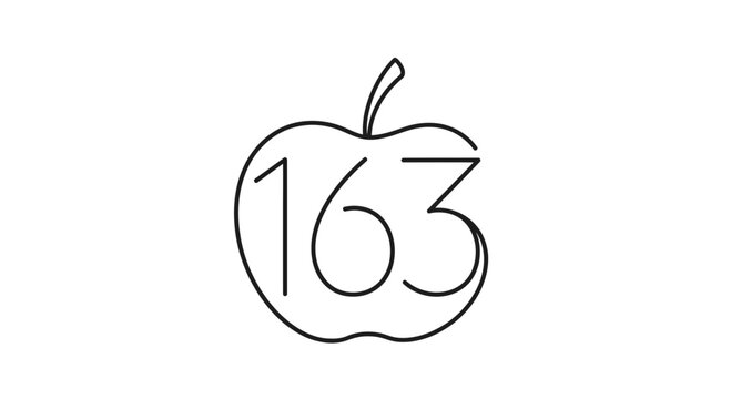 Minimalist Apple Logo with Number 163 Inside, Clean Design