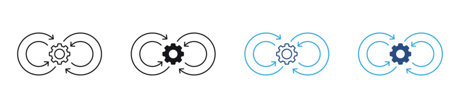Dev ops icon  Icon Set. Process improvement and workflow management concept. Vector illustration