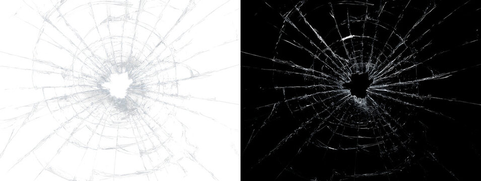 Broken Glass Explosion Texture With Sharp Cracks and Demolished Surface Details, Abstract Black Impact Background Representing Failure, Risk and Urban Destruction