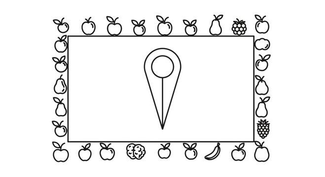 Fruit Bordered Map Pin Icon on White Background