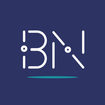 BN letter initials white colored with blue blackground and modern font