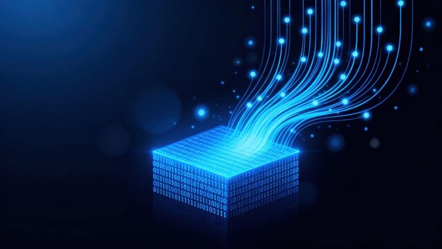 Digital data cube with binary code and light streams