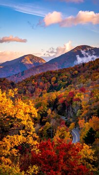 A scenic mountain landscape with vibrant autumn foliage (2)