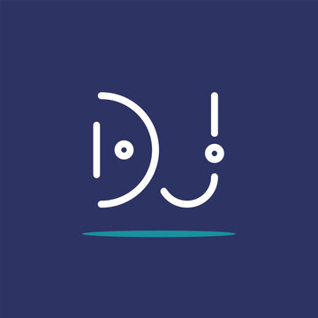 DJ letter initials white colored with blue blackground and modern font