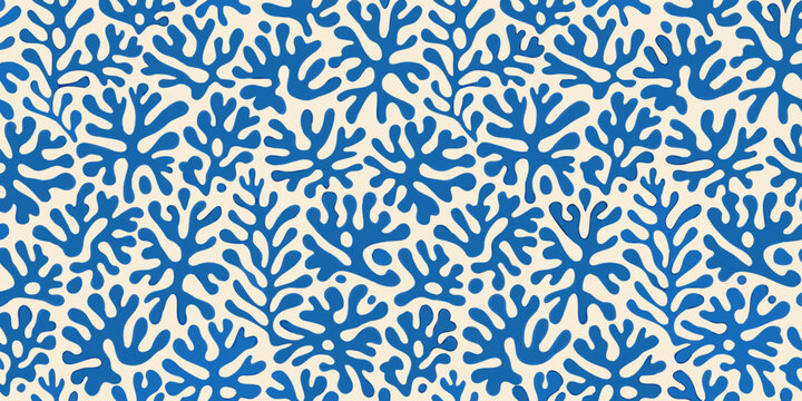 Blue coral pattern a seamless organic repeating design