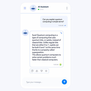 AI assistant response chat interface. vector illustration