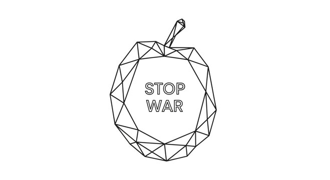 Stop War Geometric Apple Symbol, Peace Concept, Abstract Design