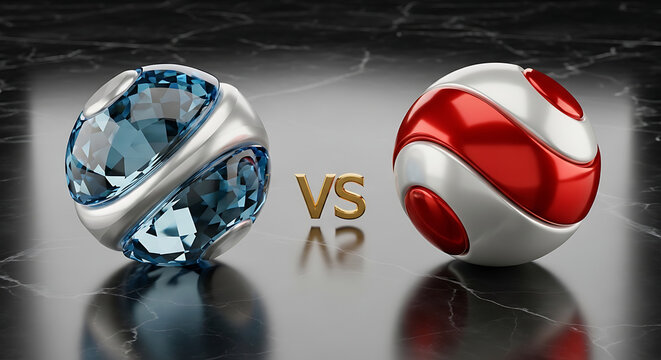 Conceptual Battle Between Two Distinct Objects Representing Opposing Ideas and Perspectives
