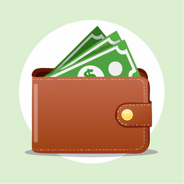 Brown Leather Wallet Full of Cash