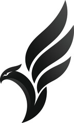 Fototapeta premium Minimalist eagle logo design, abstract bird silhouette icon