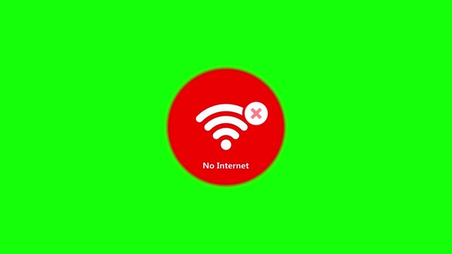no internet sign with wifi icon and x mark in red circle, internet unavailable motion footage.