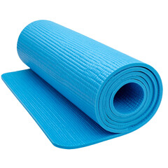Fototapeta premium Rolled light blue yoga mat exercise equipment isolated on transparent background