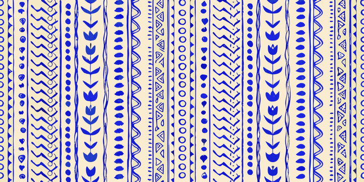 bohemian vertical pattern with geometric shapes and tribal motifs