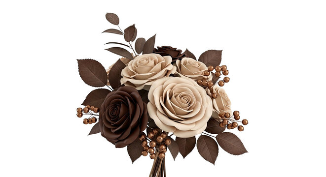 Chocolate and Cream Rose Bouquet with Berries