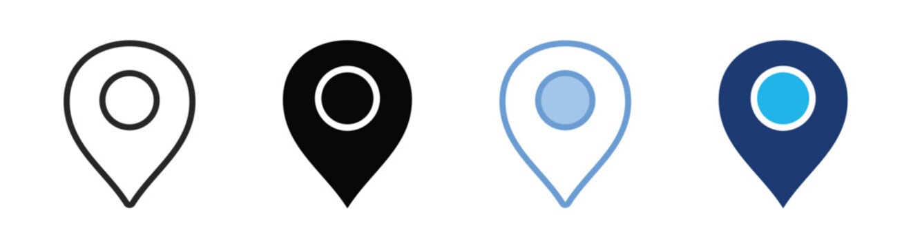 Location icon set multiple style collection