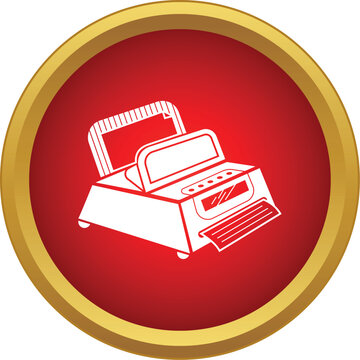 Dot matrix printer working, outputting paper from its tray