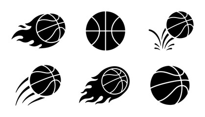 Dynamic Basketball Icon Set, Action Sports Graphics, Slam Dunk Vector Elements, Fast Break Motion Illustrations, Game Play Symbols © Nusrat