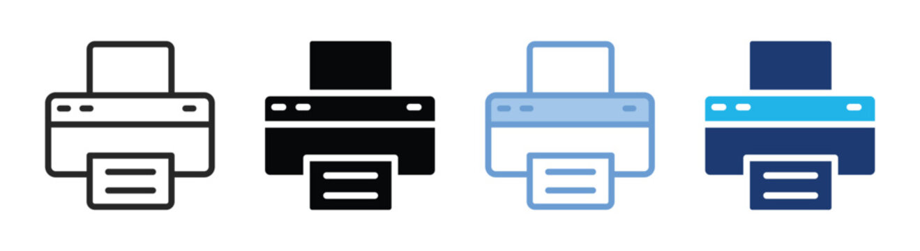 Printer icon set multiple style collection