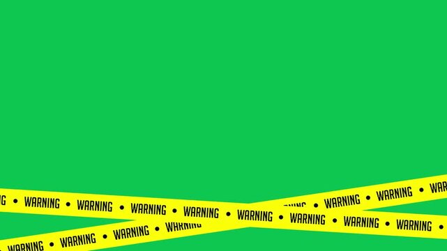 warning tape animation overlay on green screen