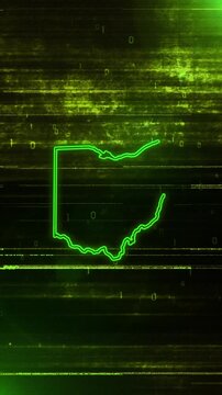 Mobile Vertical Resolution, 2160x3840 Pixels, Ohio State (USA) Digital Futuristic Glitch Map Opener, Suitable for Elections, July 4th and Memorial Day