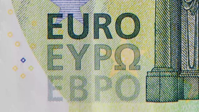 Cash in euros. Green 100-euro note - stop-motion animation. 4K