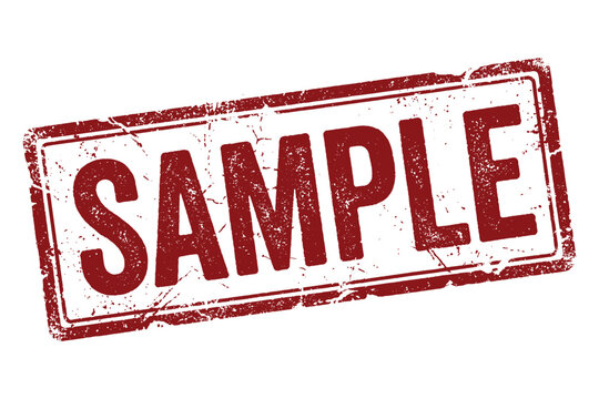 Red ink grunge style sample stamp frame vector illustration isolated on clean transparent background.