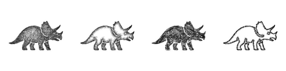 Sketch triceratops icon design set © David Zydd