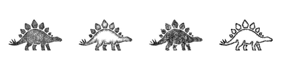 Sketch stegosaurus icon design set © David Zydd