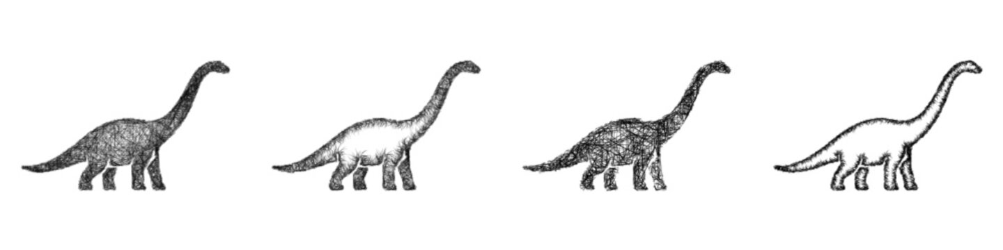 Sketch diplodocus icon design set