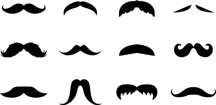 Collection of various mustache styles and shapes