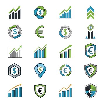 Financial icons and symbols.