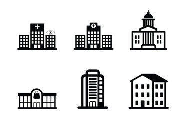 Obraz premium City infrastructure and public facility building icons in flat style