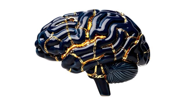 Conceptual Surrealism Illustration of a Sleek Black Human Brain, Mysterious Dark Matter Mind, Artistic Minimalist Intelligence Symbol, Abstract Deep Thought and Mystery Graphic Design