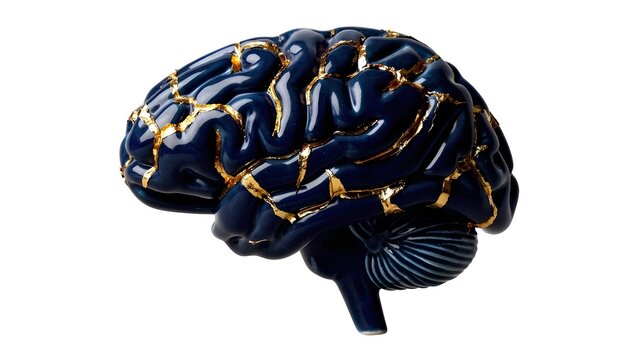 Conceptual Surrealism Illustration of a Sleek Black Human Brain, Mysterious Dark Matter Mind, Artistic Minimalist Intelligence Symbol, Abstract Deep Thought and Mystery Graphic Design