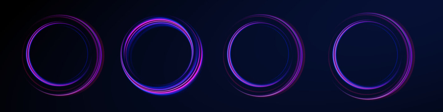 High Speed Motorsport Track With Illuminated Neon Trails, Dynamic Vehicle Motion And Modern Technology Visualization Style