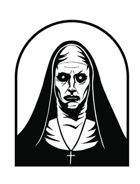 valak illustration art. black and white vector graphics