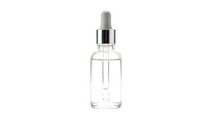Naklejka premium Clear Glass Dropper Bottle with Liquid on Black Background for Skincare or Cosmetics