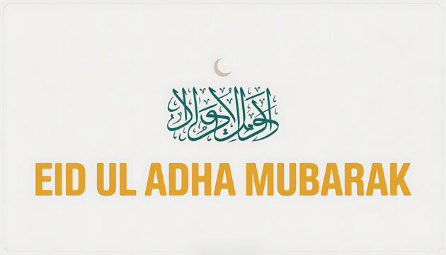 Eid ul adha mubarak arabic calligraphy and text with allahu akbar, prophet muham