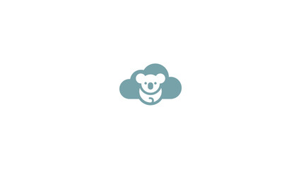 Obraz premium Cloud storage service featuring a stylized koala icon, symbolizing data security and accessibility in the digital age