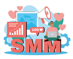 Naklejka premium SMM marketing concept. Vector illustration