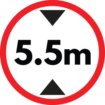 5.5m Height Restriction Warning Road Sign Isolated Vector Design