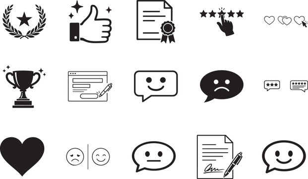 Feedback and customer testimonial icons. Thin line editable stroke set for evaluation and reviews.