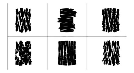 Six Black and White Wood Grain Texture Vector Graphics, Natural Organic Patterns, Rough Bark Surface Designs, Rustic Tree Trunk Details, Abstract Wood Fibers, Timber Background Elements © Zubair