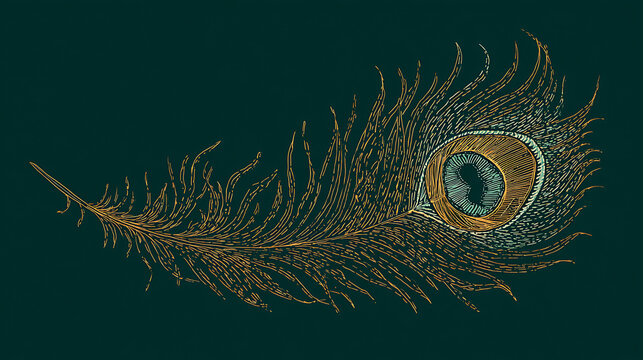 Intricate peacock feather design on dark background