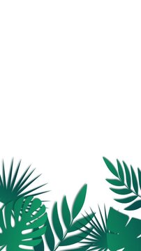 Vertical Tropical Palm Leaves Bottom Border Animation Overlay on Transparent Background 9x16