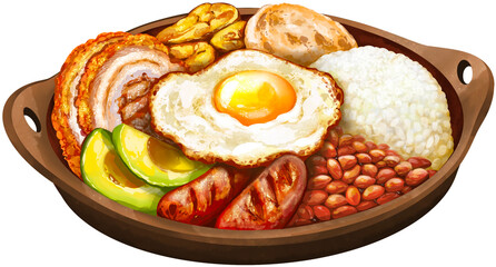 Bandeja Paisa Colombian Food Illustration © Hydric