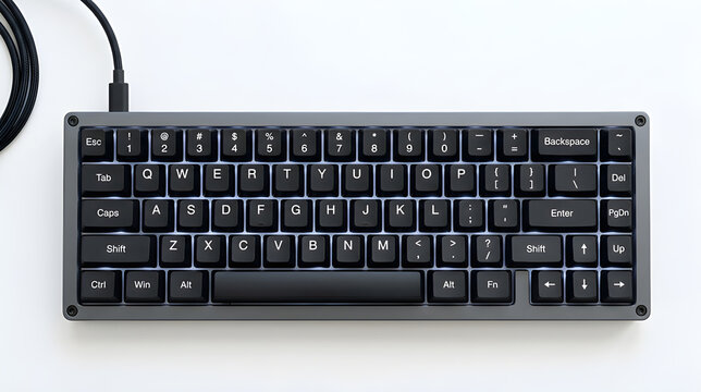 High End Custom Mechanical Keyboard with Aluminum Case and RGB Backlit Keys, Compact Tenkeyless Layout Computer Peripheral for Programming and Typing Enthusiasts Isolated on White