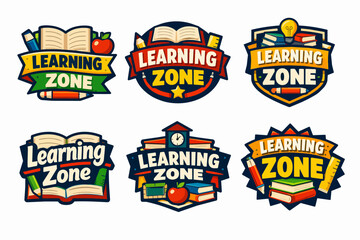 Naklejka premium Learning zone concept logo collection for education, back to school, studying, and academic resources